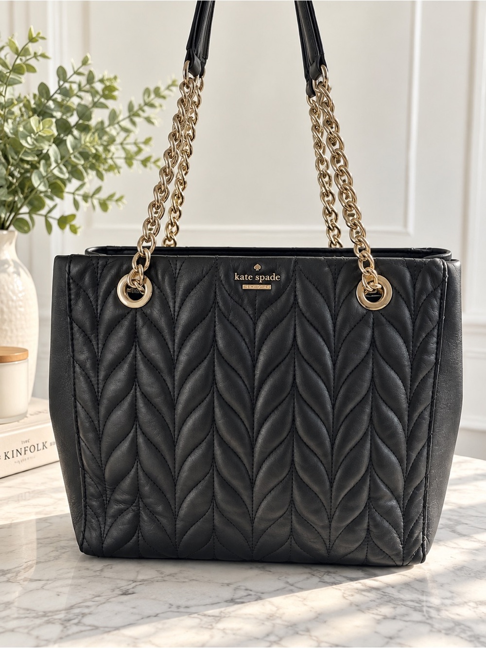 Kate Spade Briar Lane Quilted Willis Tote Bag in Black (Style Number: WKRU5763